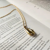 925 Silver Nordic Shell Pendant Necklace, 18K Yellow Short Chain for Women