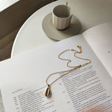 925 Silver Nordic Shell Pendant Necklace, 18K Yellow Short Chain for Women