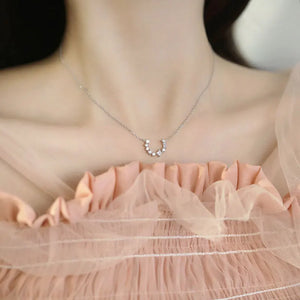 Nordic Splice Zircon U-Shaped Necklace 925 Sterling Silver