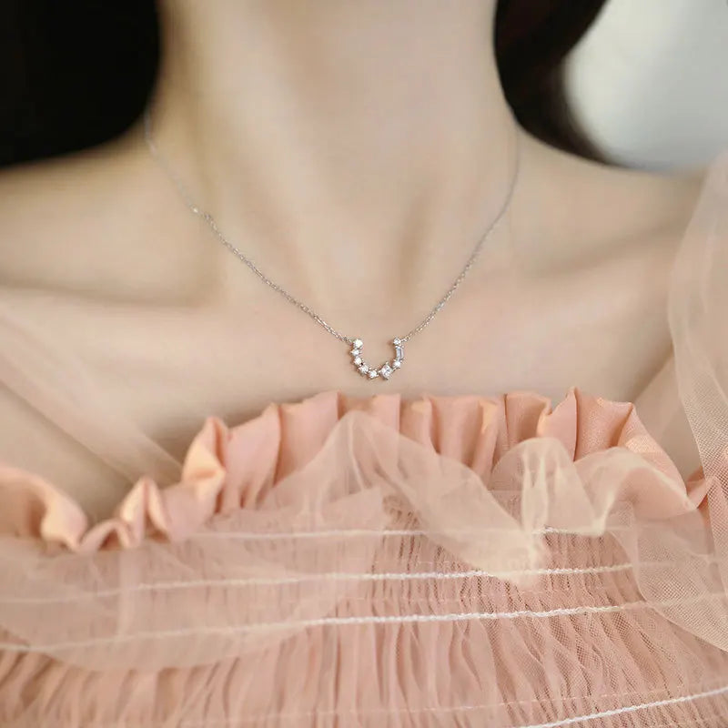 Nordic Splice Zircon U-Shaped Necklace 925 Sterling Silver