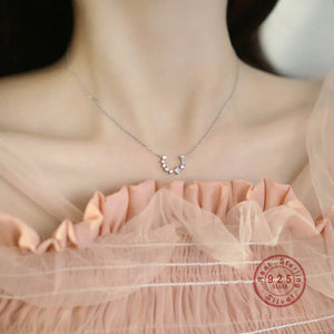 Nordic Splice Zircon U-Shaped Necklace 925 Sterling Silver