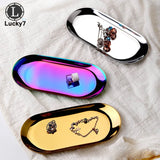 Nordic Style Jewelry Display Rack Tray Brass Oval Metal Dish Storage