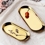 Nordic Style Jewelry Display Rack Tray Brass Oval Metal Dish Storage
