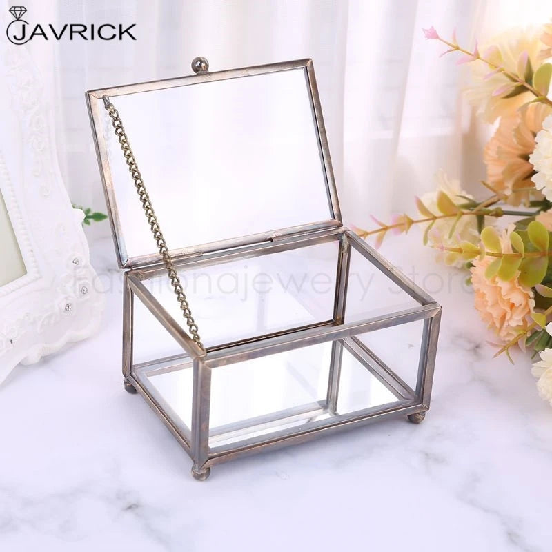 Nordic Glass Wedding Ring Box Eternal Flower Holder