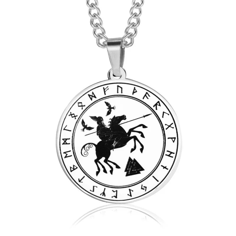 Nordic Viking Vintage Rune Warrior Pendant Necklace