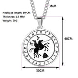 Nordic Viking Vintage Rune Warrior Pendant Necklace