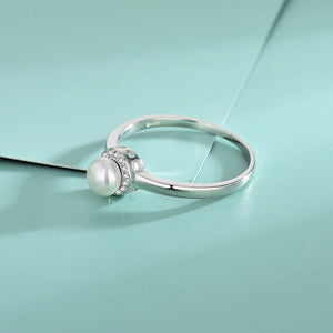 NA S925 Silver Ring - Zirconia Pearl Hand Ornament