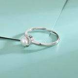 NA S925 Silver Ring - Zirconia Pearl Hand Ornament