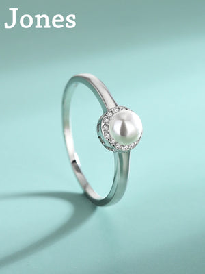 NA S925 Silver Ring - Zirconia Pearl Hand Ornament