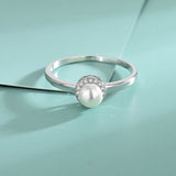 NA S925 Silver Ring - Zirconia Pearl Hand Ornament