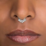 Faux Nose Ring CZ Rose Silver Non Piercing Clip On Body Jewelry