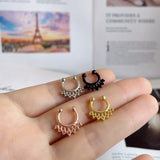 Faux Nose Ring CZ Rose Silver Non Piercing Clip On Body Jewelry