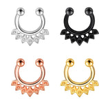Faux Nose Ring CZ Rose Silver Non Piercing Clip On Body Jewelry