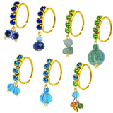 Noctilucous Glass Bead Stone Nose Hoop Ring for Women