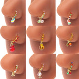 Noctilucous Glass Bead Stone Nose Hoop Ring for Women