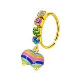Noctilucous Glass Bead Stone Nose Hoop Ring for Women