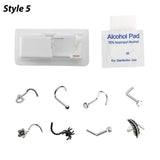 Disposable Sterile Nose Piercing Gun Kit with CZ Studs 20G