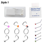 Disposable Sterile Nose Piercing Gun Kit with CZ Studs 20G