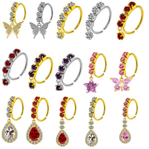 Colorful Dangle Nose Ring Stainless Steel Piercing Jewelry