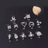 20G Stainless Steel Heart Nose Stud Body Piercing