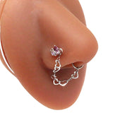 Stainless Steel Nose Ring with Chain for Women
