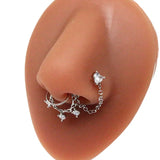 Stainless Steel Nose Ring with Chain for Women