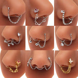 Stainless Steel Nose Ring with Chain for Women