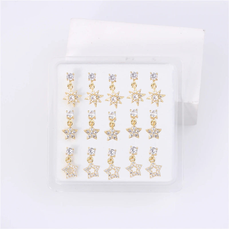 Crystal Zircon Nose Pin with Dangle