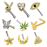 Dangle Nose Ring Butterfly Stainless Steel Bend Ring