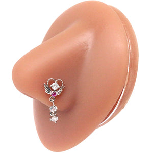 Dangle Nose Ring Butterfly Stainless Steel Bend Ring