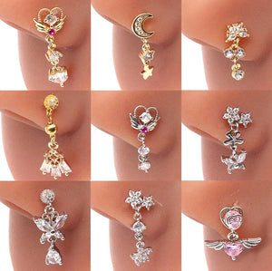 Dangle Nose Ring Butterfly Stainless Steel Bend Ring