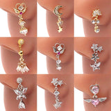 Dangle Nose Ring Butterfly Stainless Steel Bend Ring