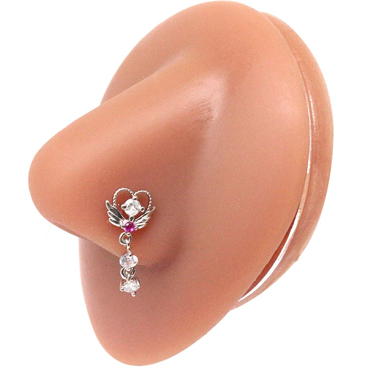 Dangle Nose Ring Butterfly Stainless Steel Bend Ring