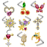 Dangle Nose Ring Butterfly Stainless Steel Bend Ring