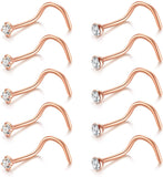 20G Corkscrew Nose Ring Nose Screw Surgical Steel Nostril Piercing