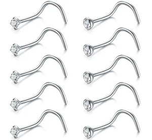 20G Corkscrew Nose Ring Nose Screw Surgical Steel Nostril Piercing