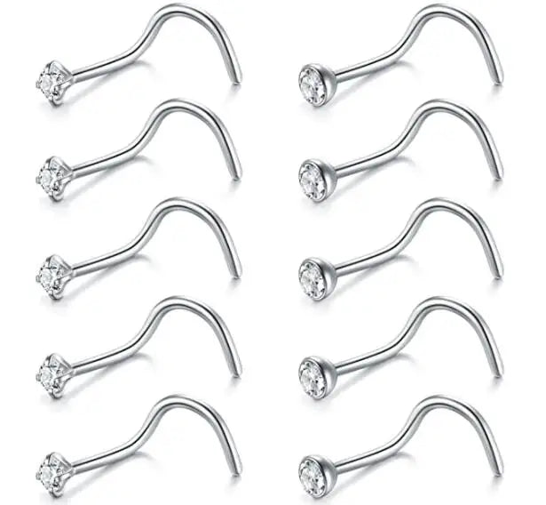 20G Corkscrew Nose Ring Nose Screw Surgical Steel Nostril Piercing