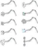 20G Corkscrew Nose Ring Nose Screw Surgical Steel Nostril Piercing