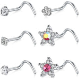 20G Corkscrew Nose Ring Nose Screw Surgical Steel Nostril Piercing