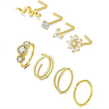 Nose Rings Hoops Septum Ring L Shaped Nose Studs Surgical Stainless Steel