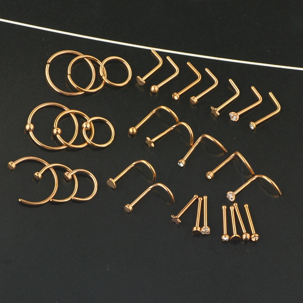 Nose Rings Set Piercing Charms Septum Jewelry Gift