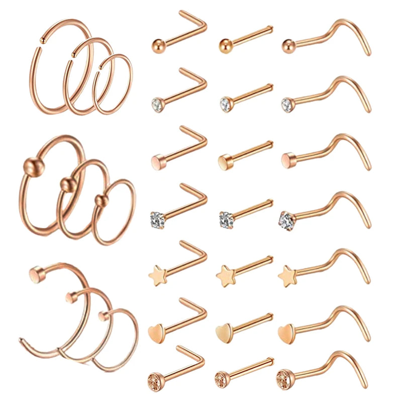 Nose Rings Set Piercing Charms Septum Jewelry Gift
