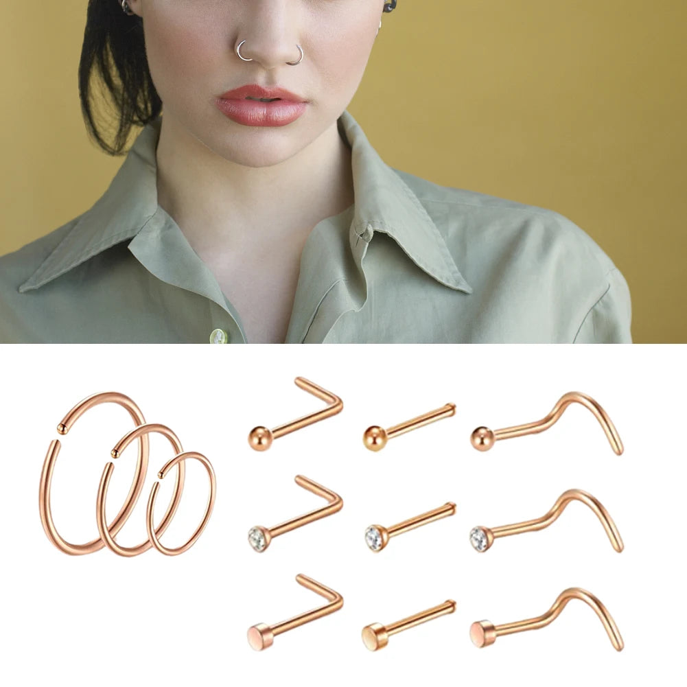 Nose Rings Set Piercing Charms Septum Jewelry Gift