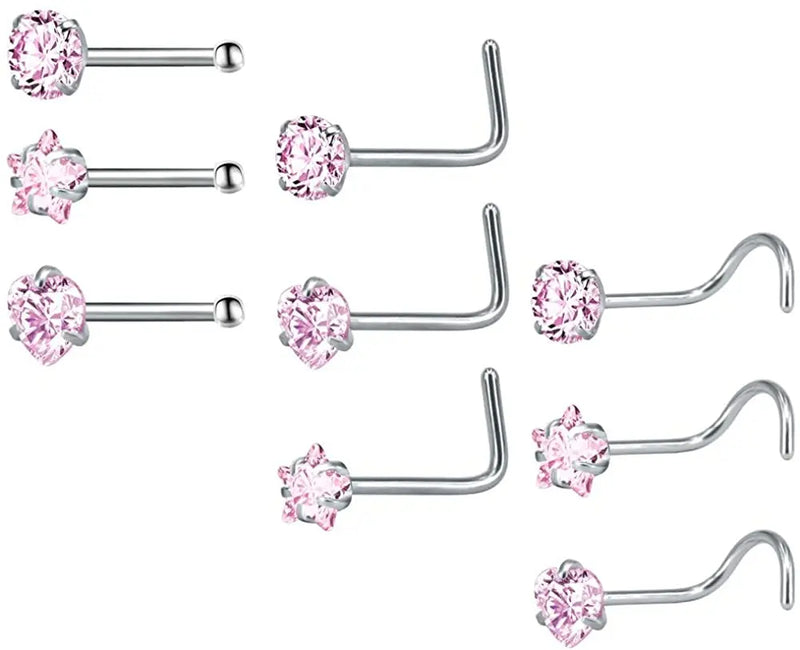 20g Stainless Steel Nose Stud Ring Set Nose Bone/L Shaped/Nose Screws Piercing