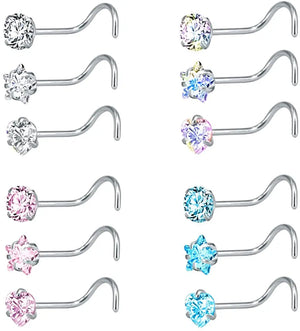 20g Stainless Steel Nose Stud Ring Set Nose Bone/L Shaped/Nose Screws Piercing