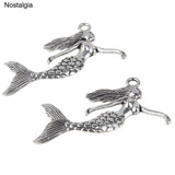 5Pcs Mermaid Large Pendants Tibetan Charms Ocean Beauty 39*33MM