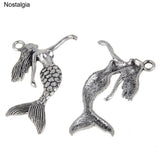 5Pcs Mermaid Large Pendants Tibetan Charms Ocean Beauty 39*33MM