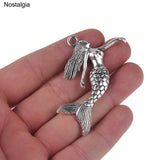 5Pcs Mermaid Large Pendants Tibetan Charms Ocean Beauty 39*33MM