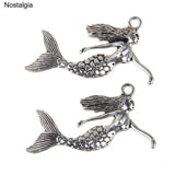 5Pcs Mermaid Large Pendants Tibetan Charms Ocean Beauty 39*33MM
