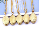 Vintage Rose Flower Memory Locket Pendant Necklace